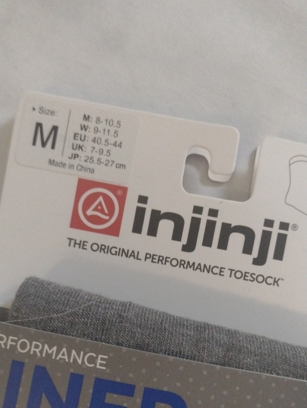 Injinji Unisex Performance Liner Gray Toe Socks (J783) - Picture 2 of 3